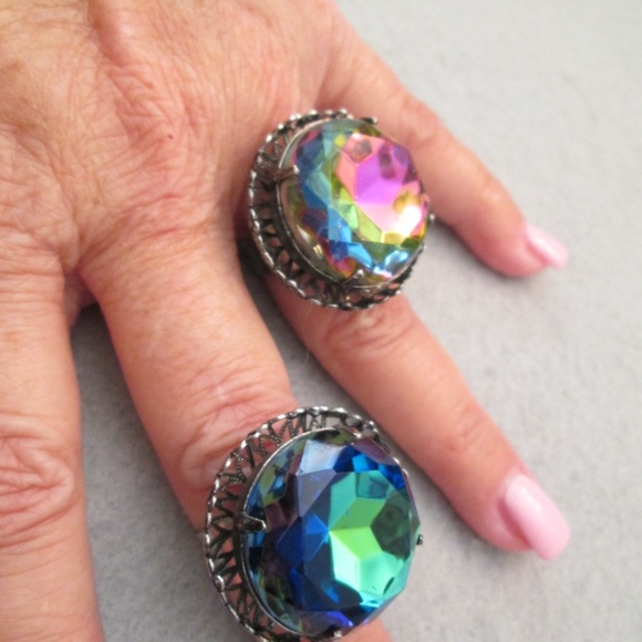 Beautifully Outrageous Vintage 60's PRISM Ring>Adjustable,Statement Ring - Picture 2 of 4